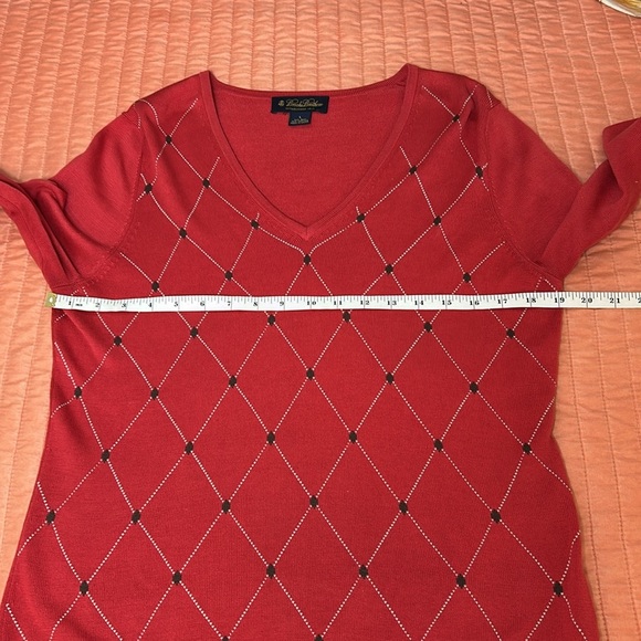 Brooks Brothers Red Argyle silk blend sweater Womens size Large - Picture 7 of 12